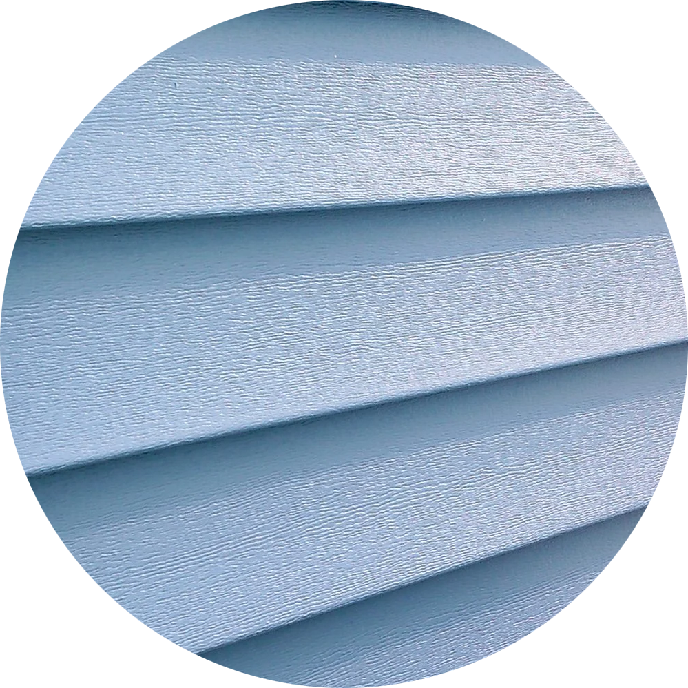 Light blue horizontal vinyl siding panels