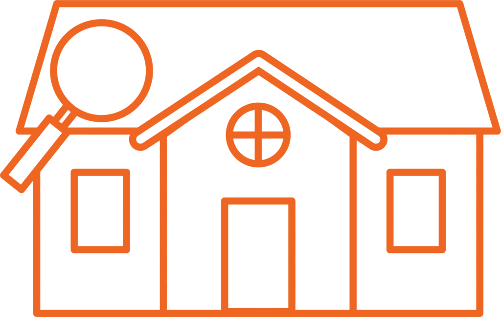 House with magnifying glass icon