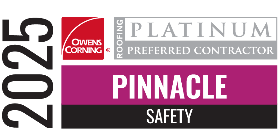 2025 Owens Corning Platinum Preferred Contractor Pinnacle Safety badge