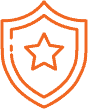 Orange shield icon with star outline