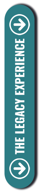 Vertical teal banner reading The Legacy Experience